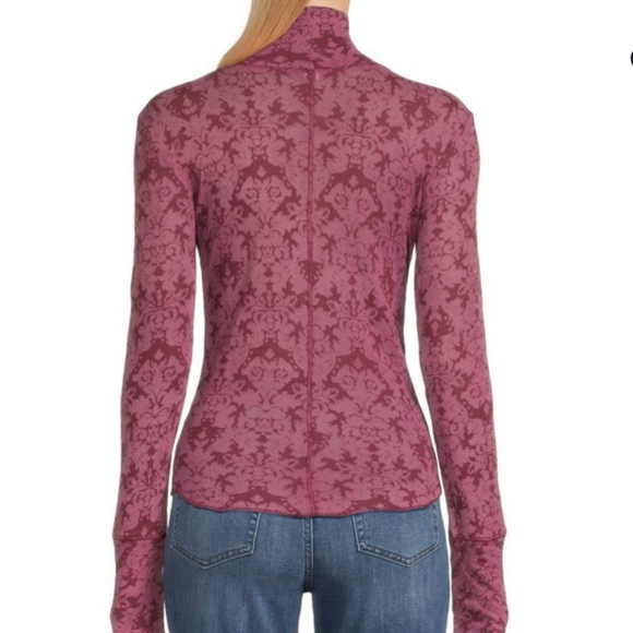 Free People You & I Semi Sheer Mockneck Top in Acai Purple Size Small - Picture 11 of 12